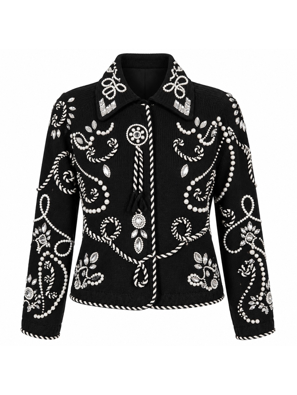 Vintage Michael Simon Embellished Black Knit Jacket